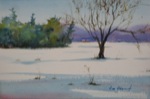 landscape, winter, snow, cold, original watercolor painting, oberst
